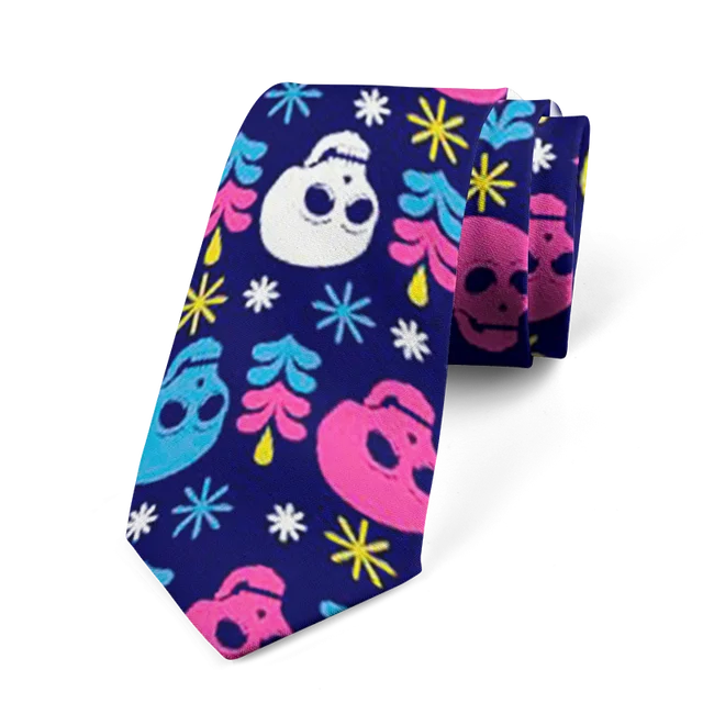 8cm Funny Cartoon Skull Print Men Fashion Novelty Wedding Neckties Tie