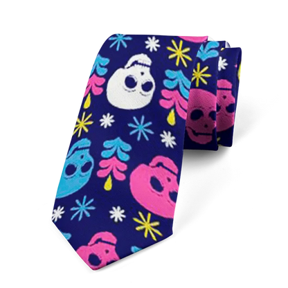 8cm Funny Cartoon Skull Print Men Fashion Novelty Wedding Neckties Tie