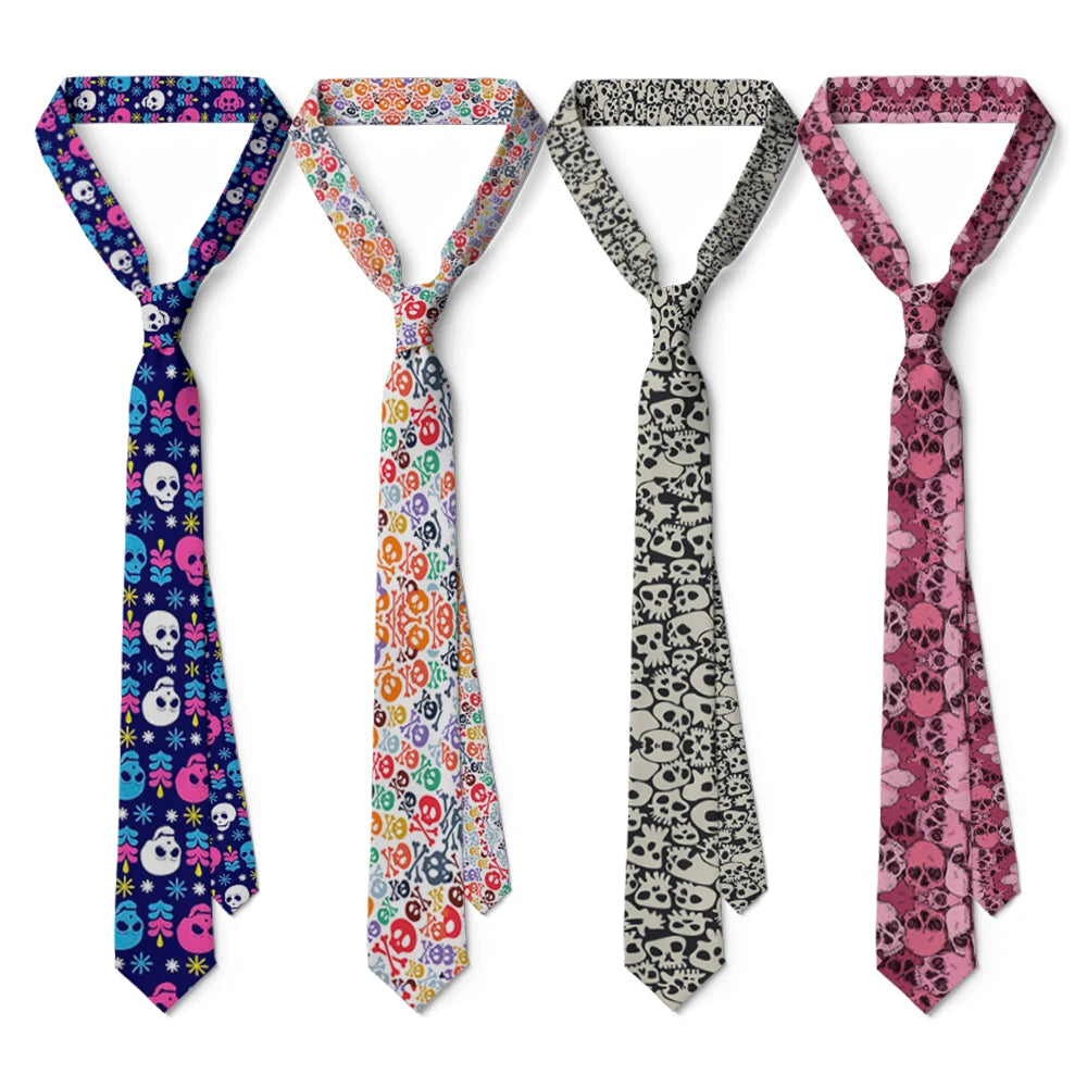 8cm Funny Cartoon Skull Print Men Fashion Novelty Wedding Neckties Tie