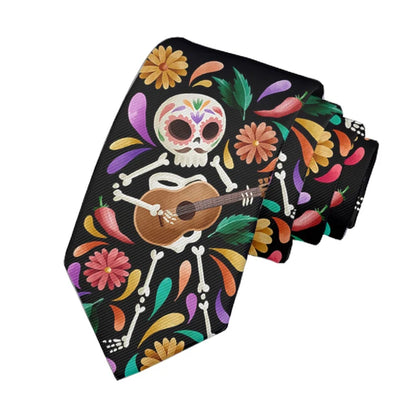 8cm Funny Men 3D Printed Skull Halloween Cosplay Necktie Ties