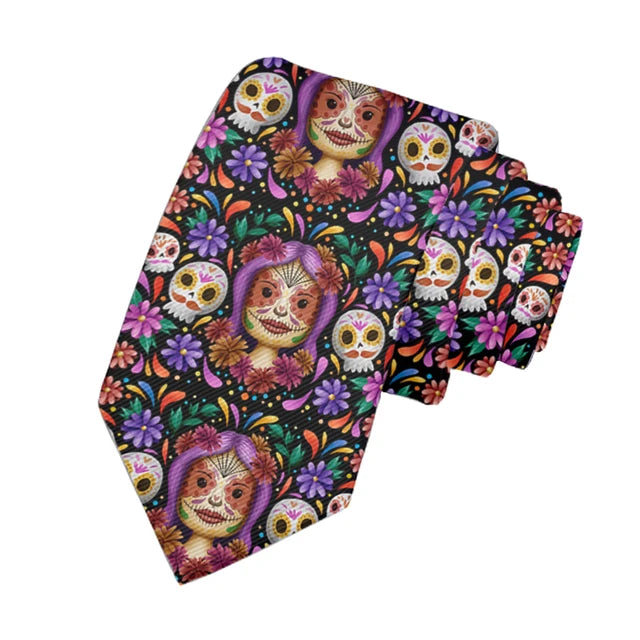 8cm Funny Men 3D Printed Skull Halloween Cosplay Necktie Ties