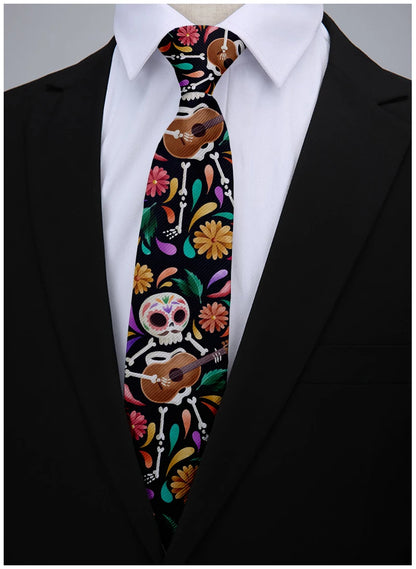 8cm Funny Men 3D Printed Skull Halloween Cosplay Necktie Ties