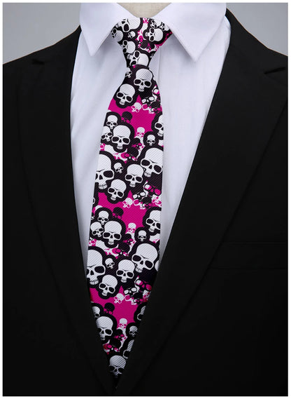 8cm Funny Men 3D Printed Skull Halloween Cosplay Necktie Ties