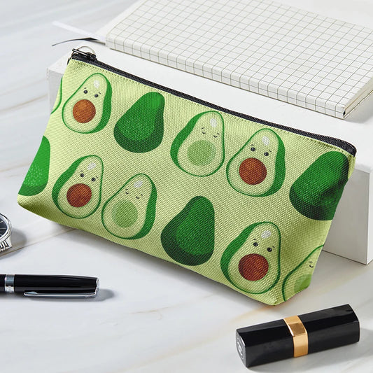 Girls Women Avocado Print Makeup Cosmetic Toiletries Travel Case Bags