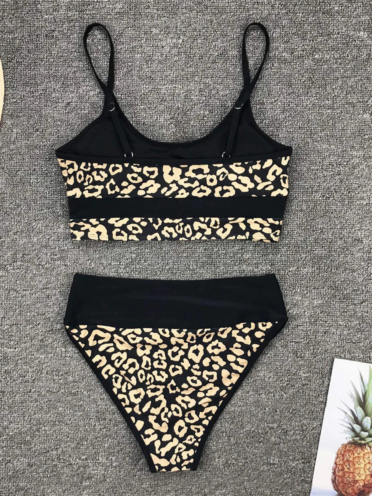 Printed High Waist Women Swimwear Two-pieces Bikini Splicing Bathing Suit