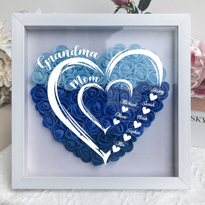 Grandmom Hearts Mommy Hearts - Personalized Flower Shadow Box