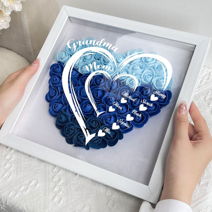 Grandmom Hearts Mommy Hearts - Personalized Flower Shadow Box