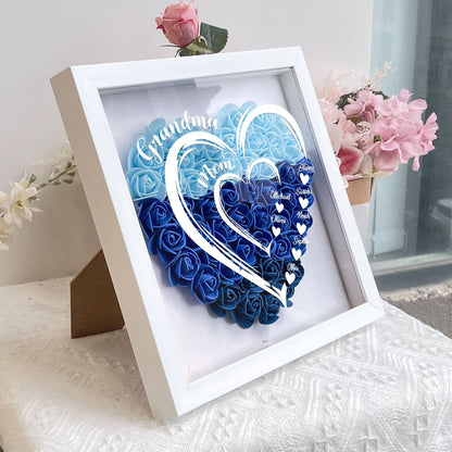 Grandmom Hearts Mommy Hearts - Personalized Flower Shadow Box