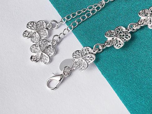 925 Sterling Silver Full Flower Chain Women Wedding Engagement Party Fashion Bracelet