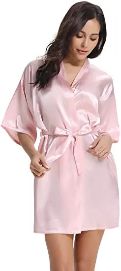 Women Kimono Robe Bathrobe Satin Bridesmaid Robes Dressing Night Gowns