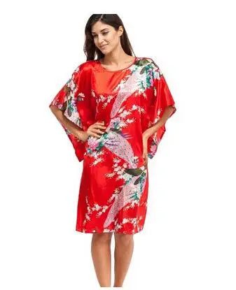 Plus Size Women Nightgown Printed Loose Sleepwear Nightwear Robe Bath Gown