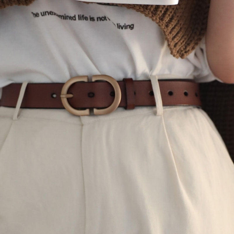 Women Fashion Leather Cowskin Retro Waistband Belts