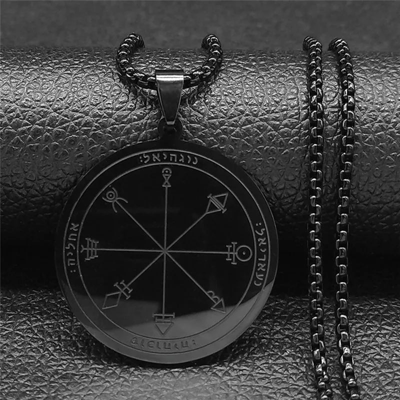 Men Talisman of Protection Good Luck Wealth Seal of Solomon Stainless Steel Necklace
