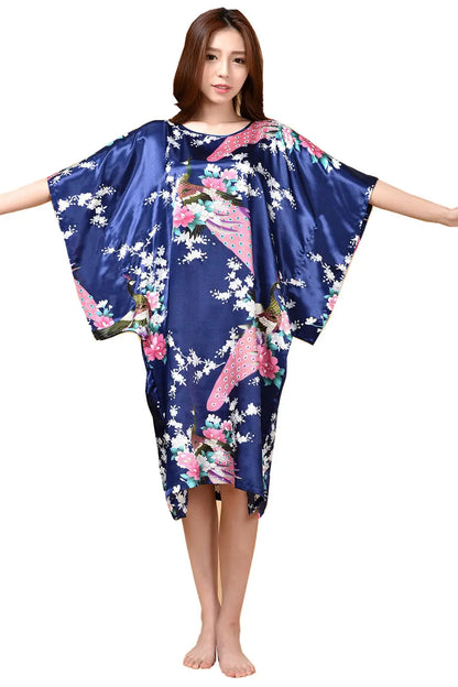 Plus Size Women Nightgown Printed Loose Sleepwear Nightwear Robe Bath Gown