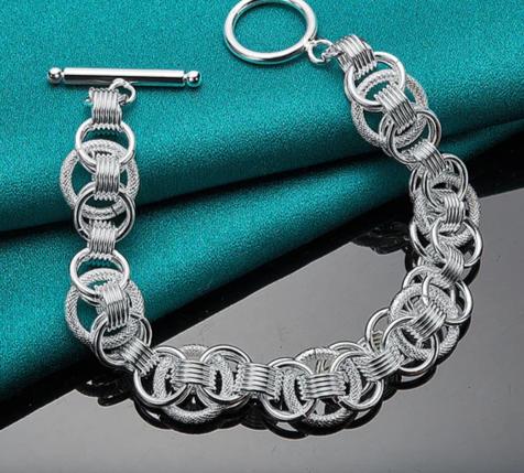 925 Sterling Silver Snake Chain Screw Fits Charm 20cm Length Fashion Bracelets