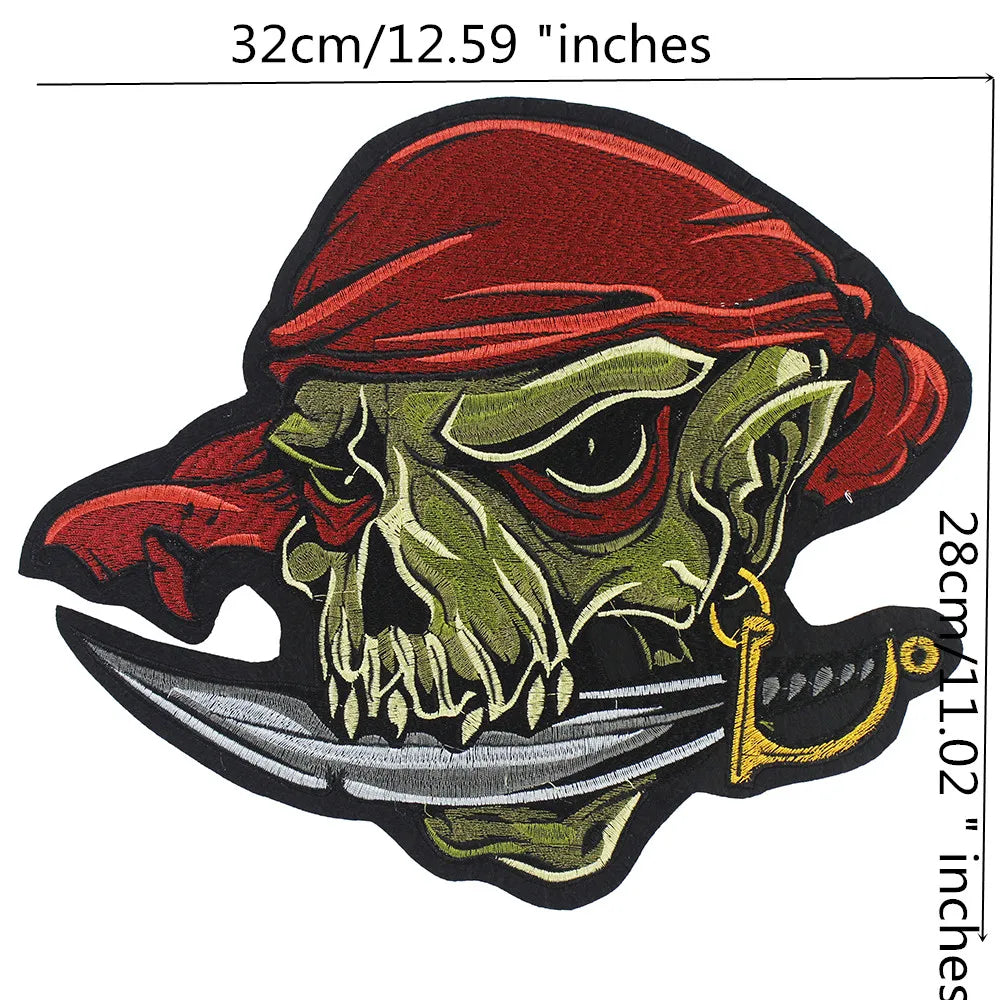 Big Punk Skull Biker Back Patch Appliques Iron on Patches Badge Clothes Sewing