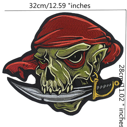 Big Punk Skull Biker Back Patch Appliques Iron on Patches Badge Clothes Sewing