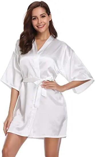 Women Kimono Robe Bathrobe Satin Bridesmaid Robes Dressing Night Gowns
