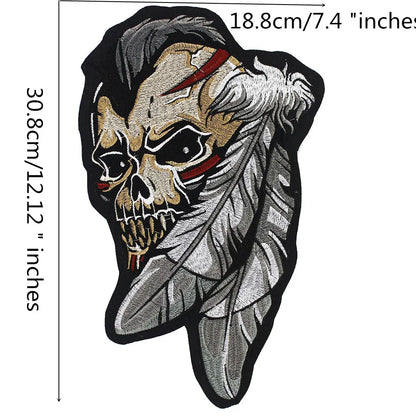 Big Punk Skull Biker Back Patch Appliques Iron on Patches Badge Clothes Sewing