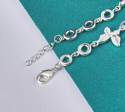 925 Sterling Silver Five Butterfly Chain Woman Fashion Charm Wedding Party Engagement Bracelet