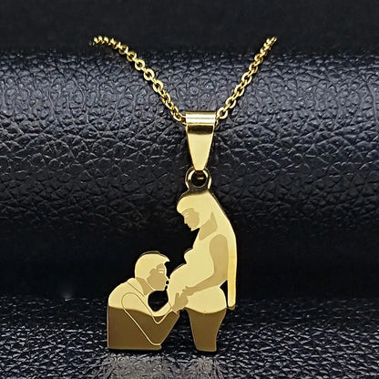 Stainless Steel Chain Kids Silver Color Women Mother Mom Daughter Necklace Pendant Necklace