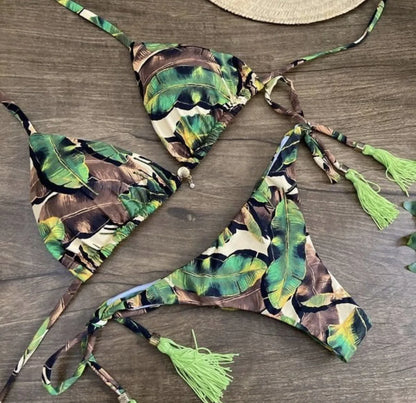 Sexy Print Swimsuit Bandage Two-Piece Swimwear Brazilian Beachwear Bathing Suit