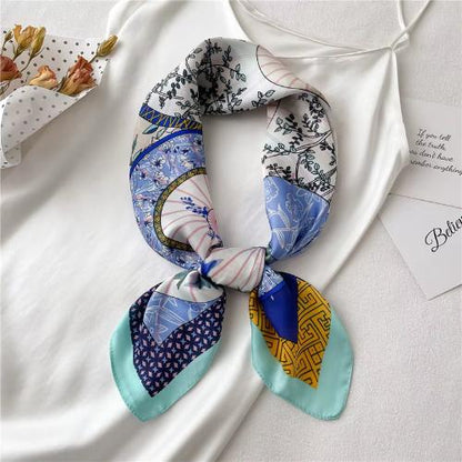 Women Fashion Silk Satin Cats Pets Printed Wrap Scarf Bandana Scarves
