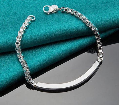 925 Sterling Silver 4mm Man Women Charm Wedding Engagement Party Fashion Box Chain Bracelet