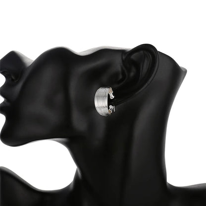 Women 925 Sterling Silver Smooth Multi-line Stud Earrings For Woman Wedding Engagement Fashion Party Charm Jewelry