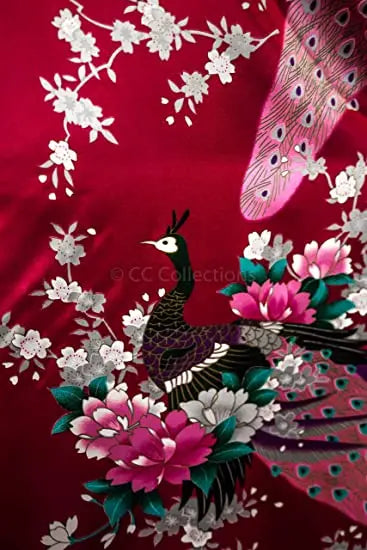Satin Women Wedding Bridesmaids Crane Print Bathrobe Short Long Kimono Night Gown