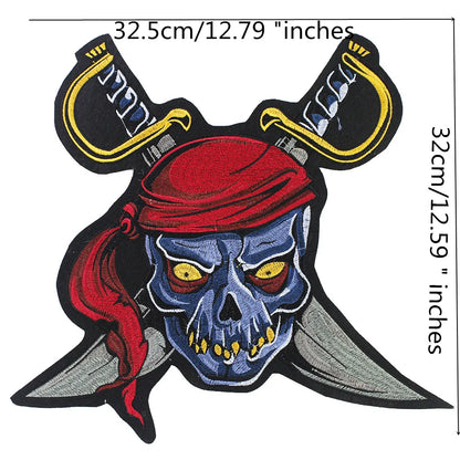 Big Punk Skull Biker Back Patch Appliques Iron on Patches Badge Clothes Sewing