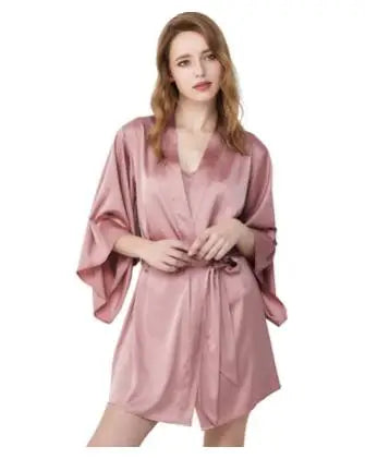 Women Kimono Robe Bathrobe Satin Bridesmaid Robes Dressing Night Gowns