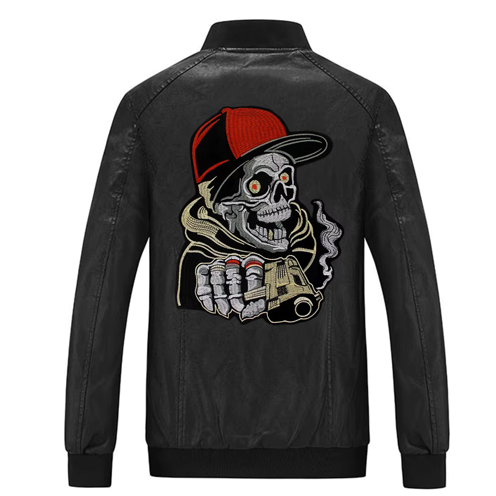 Embroidery Patch Large Back Biker Skull Patch Appliques Iron on Patches Badge Clothes Sewing
