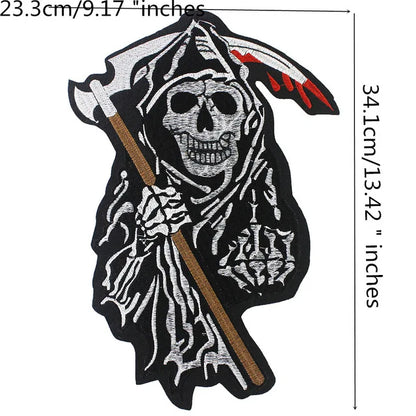 Skull Vest Embroidery Rider Iron on DIY Patches Patch Clothes