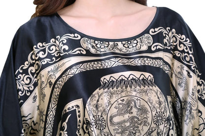Plus Size Women Nightgown Printed Loose Sleepwear Nightwear Robe Bath Gown