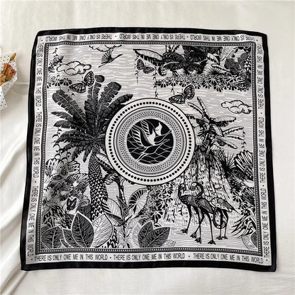 Women Fashion Silk Satin Cats Pets Printed Wrap Scarf Bandana Scarves