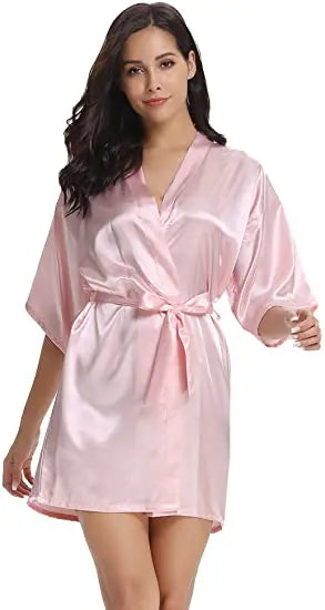 Women Kimono Robe Bathrobe Satin Bridesmaid Robes Dressing Night Gowns