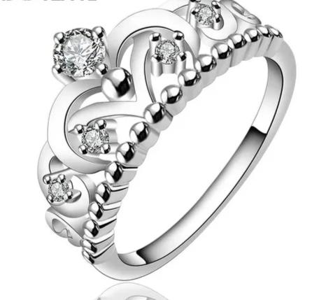 925 Sterling Silver Crown Zircon Woman Fashion Wedding Engagement Party Gift Charm Ring