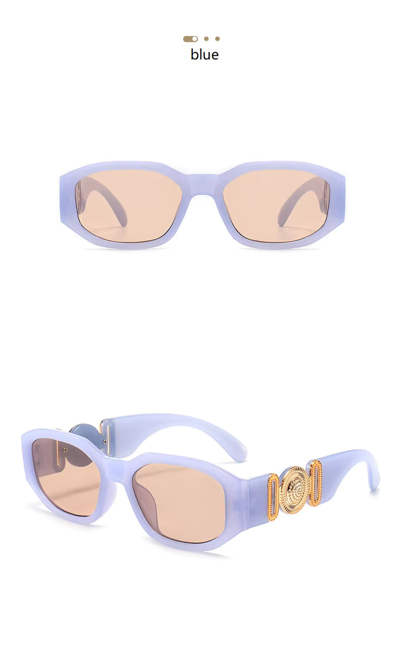 Men Women Small Rectangle Square Shades Vintage UV400 Sunglasses Glasses