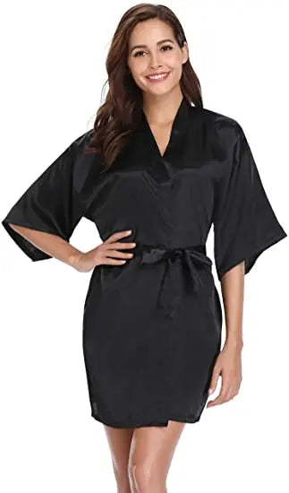 Women Kimono Robe Bathrobe Satin Bridesmaid Robes Dressing Night Gowns