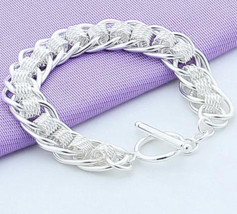 925 Sterling Silver 18K Gold Women Fashion Charm Wedding Engagement Party Multi-Ring Bracelet