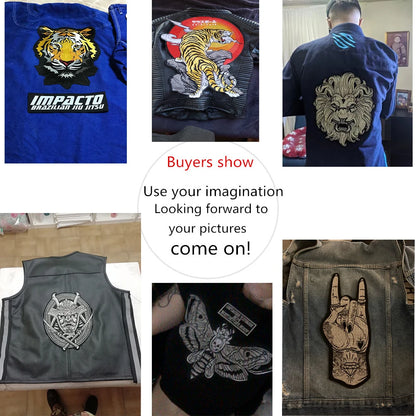 Big Cross Skull Gothic Punk Rock Iron on Patches Embroidered Crown Skull Patch Clothes Sewing Stickers