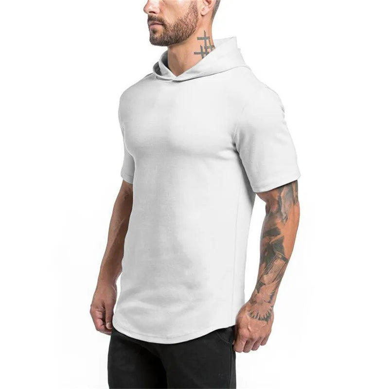 Men's Fashion Thin Solid Color Muscle Slim Breathable Fitness Sports Short-sleeved T-shirt