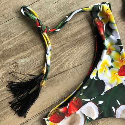 Sexy Print Swimsuit Bandage Two-Piece Swimwear Brazilian Beachwear Bathing Suit