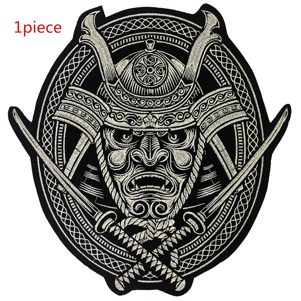 Fashion Helmet Skull Embroidered Patch Appliques Iron on Patches Badge Clothes Sewing