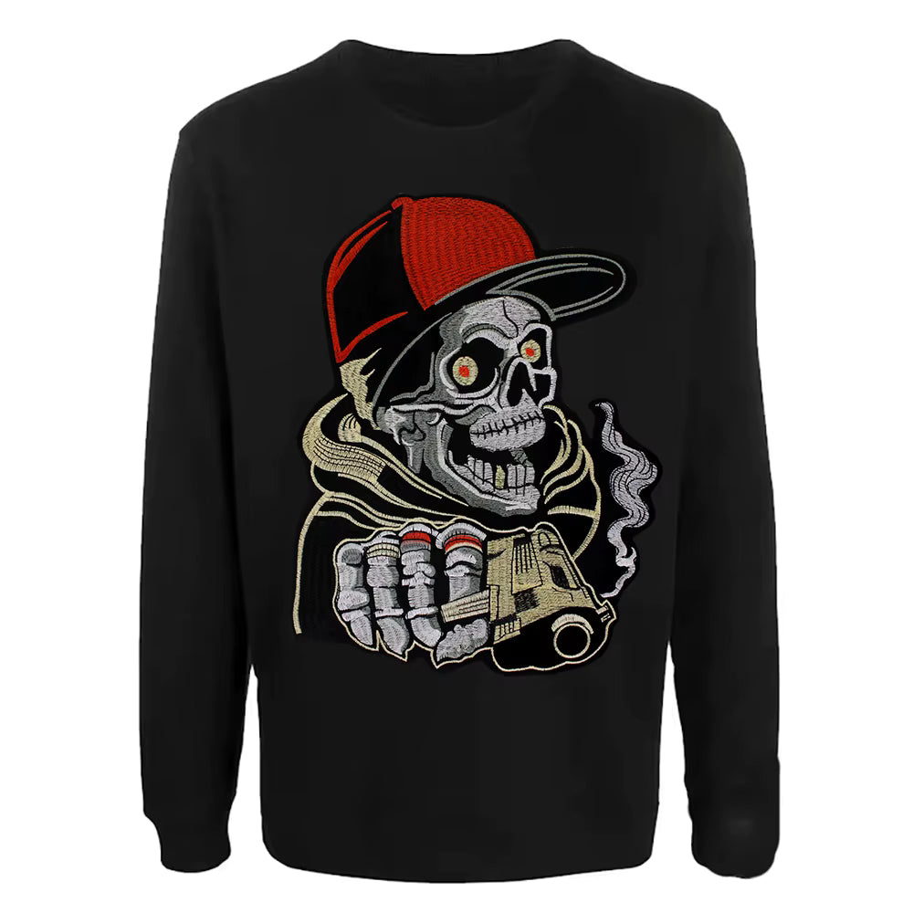 Embroidery Patch Large Back Biker Skull Patch Appliques Iron on Patches Badge Clothes Sewing