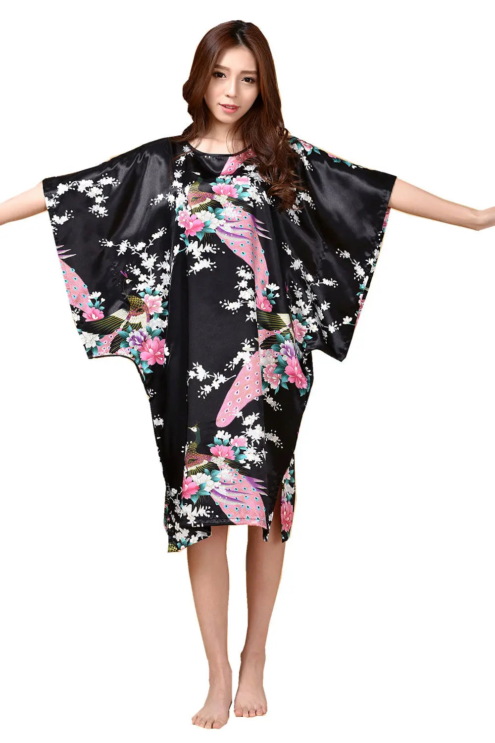 Plus Size Women Nightgown Printed Loose Sleepwear Nightwear Robe Bath Gown