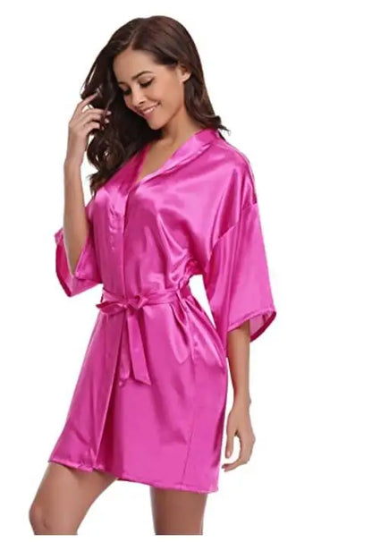 Women Kimono Robe Bathrobe Satin Bridesmaid Robes Dressing Night Gowns