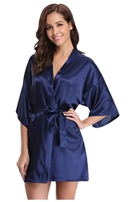 Women Kimono Robe Bathrobe Satin Bridesmaid Robes Dressing Night Gowns