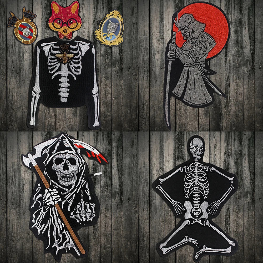 Skull Vest Embroidery Rider Iron on DIY Patches Patch Clothes